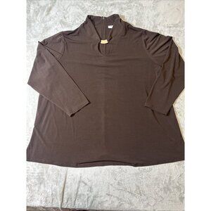 Women’s Susan Graver Slinky Knit Top Brown Plus 3X